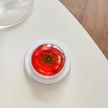 Dettaglio di un supporto per telefono a forma di pomodoro 3D con resina lucida - Magnetico Vetro di Cristallo Pomodoro