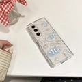Dettaglio custodia Galaxy Z Fold con glitter, pesci 3D, conchiglie e stelle marine - Guscio rigido opaco-Pesce bianco blu (colla a goccia in foglia d'argento) / Samsung ZFold3