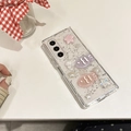 Dettaglio della custodia trasparente con glitter e ciondoli oceanici in resina 3D - Guscio rigido opaco-Pesce rosa viola (colla a goccia in foglia d'argento) / Samsung ZFold3