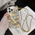 Luxury rhinestone perfume bottle phone case with floral chain for iPhone 16 Pro - iPhone 7/8/SE 2020 / Gold