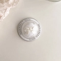 Dettaglio del supporto per telefono con fiocco di perle in scatola regalo Gift For You - Aspirazione Magnetica-Fiocco in Pelliccia di Visone-Bianco