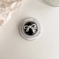 Dettaglio supporto per telefono con fiocco e perla in scatola regalo con testo Gift For You - Aspirazione Magnetica-Fiocco in Pelliccia di Visone-Nero