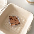 Detailed macro view of retractable acrylic capybara phone grip with cute orange patterns - Magnetic Versatile Capybara No.9 (Stacked with Oranges)