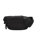 Black nylon crossbody bag with woven zippers and adjustable strap for casual wear - Black