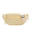 Minimalist light yellow canvas crossbody bag for women with wide white shoulder strap - Off White