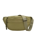Army green minimalist canvas crossbody chest bag with woven tactical zipper pulls - Green