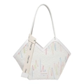 Sac sous le bras blanc minimaliste avec broderie ondulée et ouverture en V - Blanc