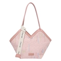 Sac fourre-tout rose avec motif matelassé, broderie colorée et bandoulière lettrée tendance - Rose