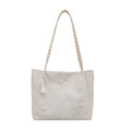 White lace tote bag with butterfly embroidery and tassel detail in a clean studio shot - White