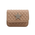 Quilted pink crossbody bag with sparkling star ornament and elegant chain strap - Khaki