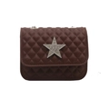 Deep burgundy quilted diamond chain bag with a large sparkling star crystal ornament - Brown