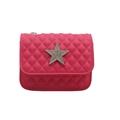 Pink quilted crossbody bag with diamond star embellishment and silver chain strap - Rose Pink