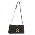 French vintage black underarm bag with embossed M pattern and gold metal buckle - Black