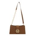 Brown rectangular crossbody bag with monogram pattern and gold metal M buckle detail - Brown