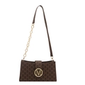 Brown monogram shoulder bag with gold M-logo clasp and chain strap in French vintage style - Brown