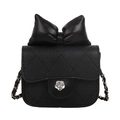 Mini sac bandoulière noir matelassé pour filles avec nœud et fermoir camélia - Noir