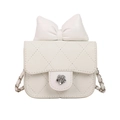 Sac bandoulière matelassé blanc pour filles avec nœud et fermoir camélia - Blanc