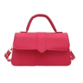 French style rose pink baguette bag with adjustable shoulder strap and top handle - Rose Pink
