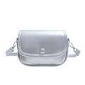 Minimalist silver square crossbody bag with textured metallic finish and thin strap - Silver
