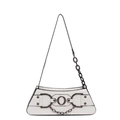 Borsa a spalla bianca in pelle di coccodrillo sintetica con fibbia in metallo vintage - Bianco Sporco