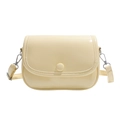 Minimalist light yellow lychee pattern crossbody bag with rounded saddle shape and strap - Yellow