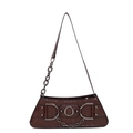 Borsa sottobraccio in coccodrillo marrone scuro con catena vintage e borchie chic - caffè