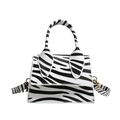 Mini zebra print crossbody bag with top handle and adjustable shoulder strap for women - White