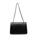 Classic black quilted crossbody bag with rhombic stitching and gunmetal chain strap - Black