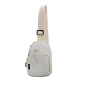 Borsa a tracolla in nylon bianco sporco con tracolla regolabile e doppie tasche con zip - Bianco