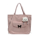 Pink niche tote bag with butterfly buckle, side zippers and cloud charm on white background - Pink With Charm