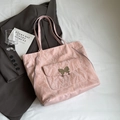 Pink pleated tote bag with butterfly metal clasp and stylish side zippers for women - Pink Without Charm