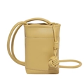 Pale yellow pebbled leather mini crossbody phone bag with knot detail on the strap - Yellow