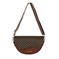 Braune Vintage-Satteltasche mit Blumenmuster und gestreiftem Web-Schultergurt - Brauner Kleeblatt-Stil