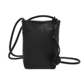 Minimalist black pebble leather mini crossbody bag with knot detail and slim strap - Black