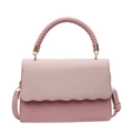 Elegante borsa da sera rosa a forma di conchiglia con trama intrecciata e manico tondo - Rosa