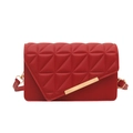 Chic red quilted shoulder bag with geometric stitching and gold metal hardware detail - Red