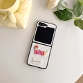 Detail of dachshund embroidery on white leather case for folding screen phones - Leather Embroidery Dog-White / OPPO Find n3 Flip