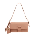 Rosa Baguette-Unterachseltasche mit Litschi-Struktur und dekorativem Mini-Beutel - Rosa