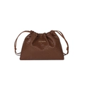 Pochette marrone intrecciata con chiusura a coulisse e trama a croce raffinata - Marrone