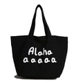 Schwarze Canvas-Tragetasche mit Alaha-Buchstabendruck und schlichtem Schultergurt - Schwarz