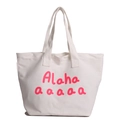 Weiße Canvas-Tragetasche mit pinkfarbenem Alaha-Buchstaben-Aufdruck und stabilen Henkeln - Weiß