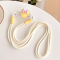 Detailed view of crossbody phone strap with Mickey-shaped bow clip and woven rope - Crystal Bowknot Cartoon Mouse - Woven Rope - Yellow