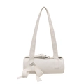 Sac cylindrique blanc minimaliste avec un élégant détail de ruban sur le côté - Blanc