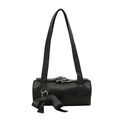 Sac cylindrique noir tendance avec longue bandoulière et détail de grand nœud - Noir