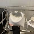 White snakeskin embossed pillow bag with gold hardware and detachable shoulder strap - White