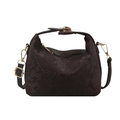 Deep brown snake skin embossed hobo bag with gold hardware and adjustable strap - Brown