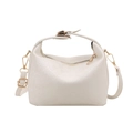 Elegant white snake-patterned pillow bag with gold hardware and adjustable strap - White