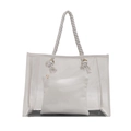 Roséfarbene transparente PVC-Tasche mit Seilgriffen und herausnehmbarer Innentasche - Weiß