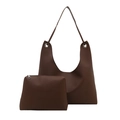 Dunkelbraune Hobo-Tasche mit Lychee-Maserung und passender kleiner Reißverschlusstasche - Braun