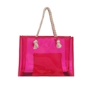 Transparente PVC-Tragetasche in Rosa mit weißen Baumwollseilgriffen und Innentasche - Rosenrosa